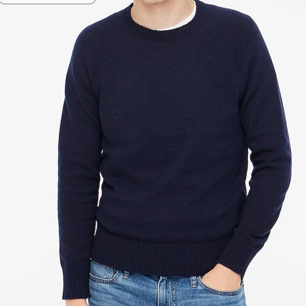 J.CREW FACTORY Lambswool Crewneck Blue Men's Sweater Size Medium